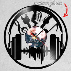 Personalized Music LP Record Wall Clock â€?Custom Photo & Name, Silent Quartz