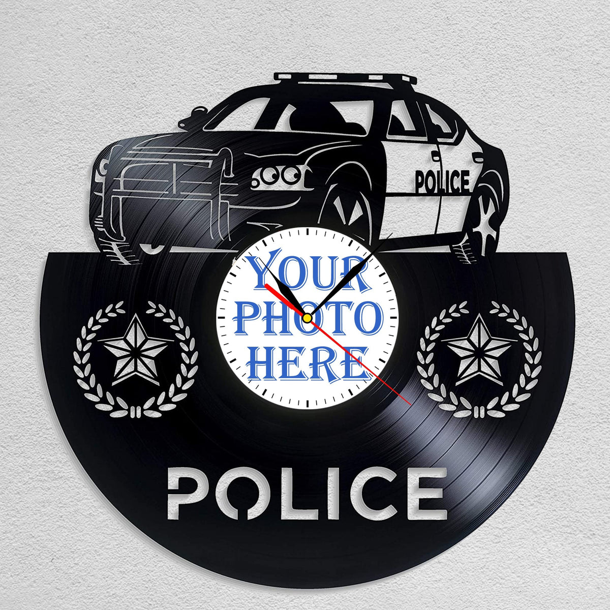 Personalized Police Officer Wall Clock â€?Custom Photo, Silent Quartz Movement