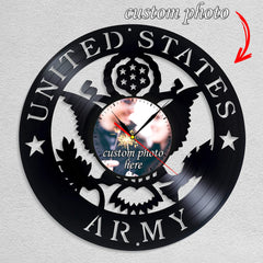 Personalized US Army LP Record Wall Clock â€?Custom Photo, Silent Quartz Movement