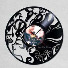 Personalized Salon Silent Wall Clock with Custom Photo & Name