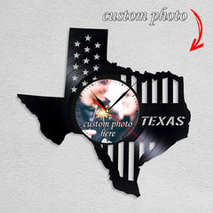 Personalized Texas City Wall Clock â€?Custom Photo, Silent Quartz Movement