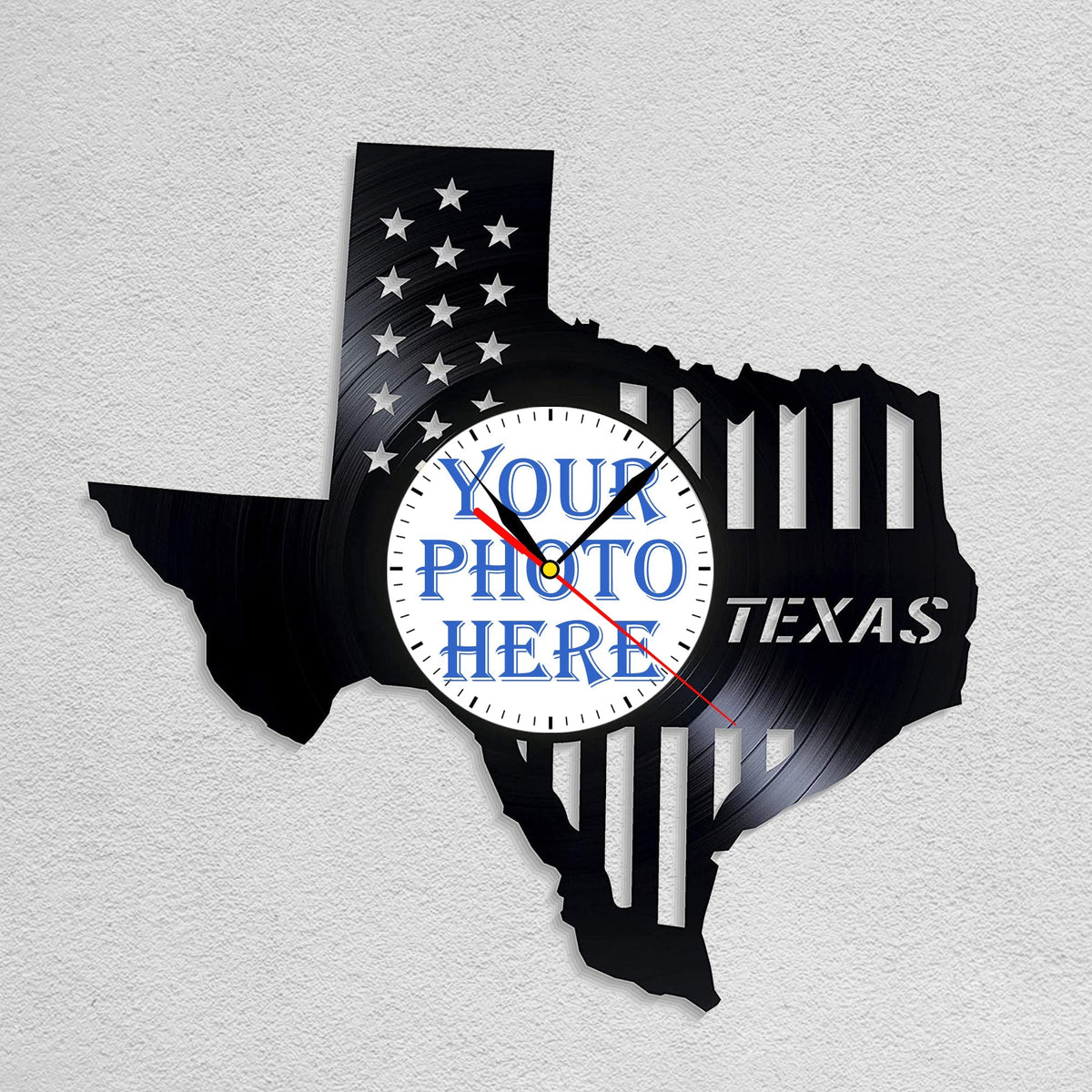 Personalized Texas City Wall Clock â€?Custom Photo, Silent Quartz Movement