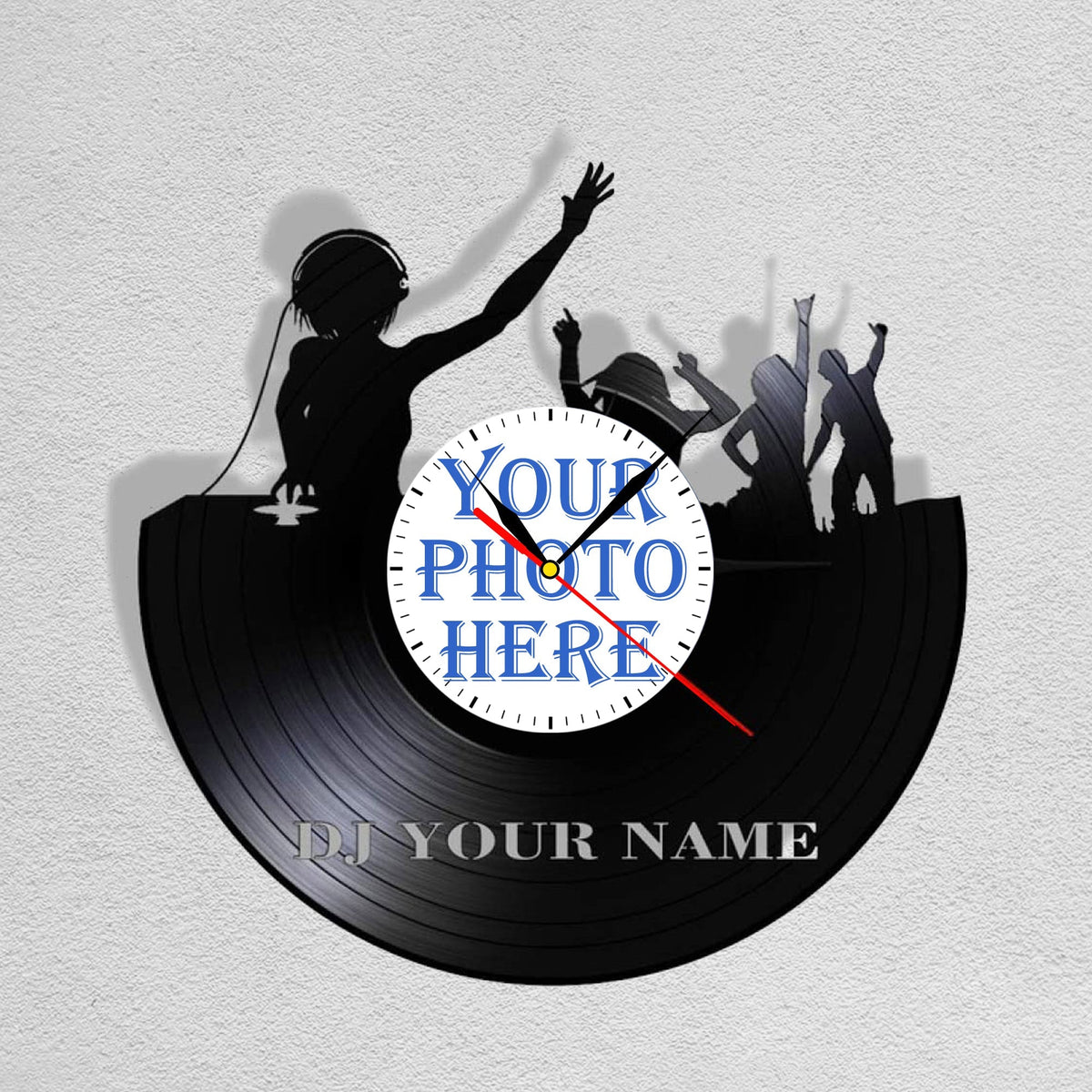 Personalized DJ LP Record Wall Clock â€?Custom Photo, Silent Quartz