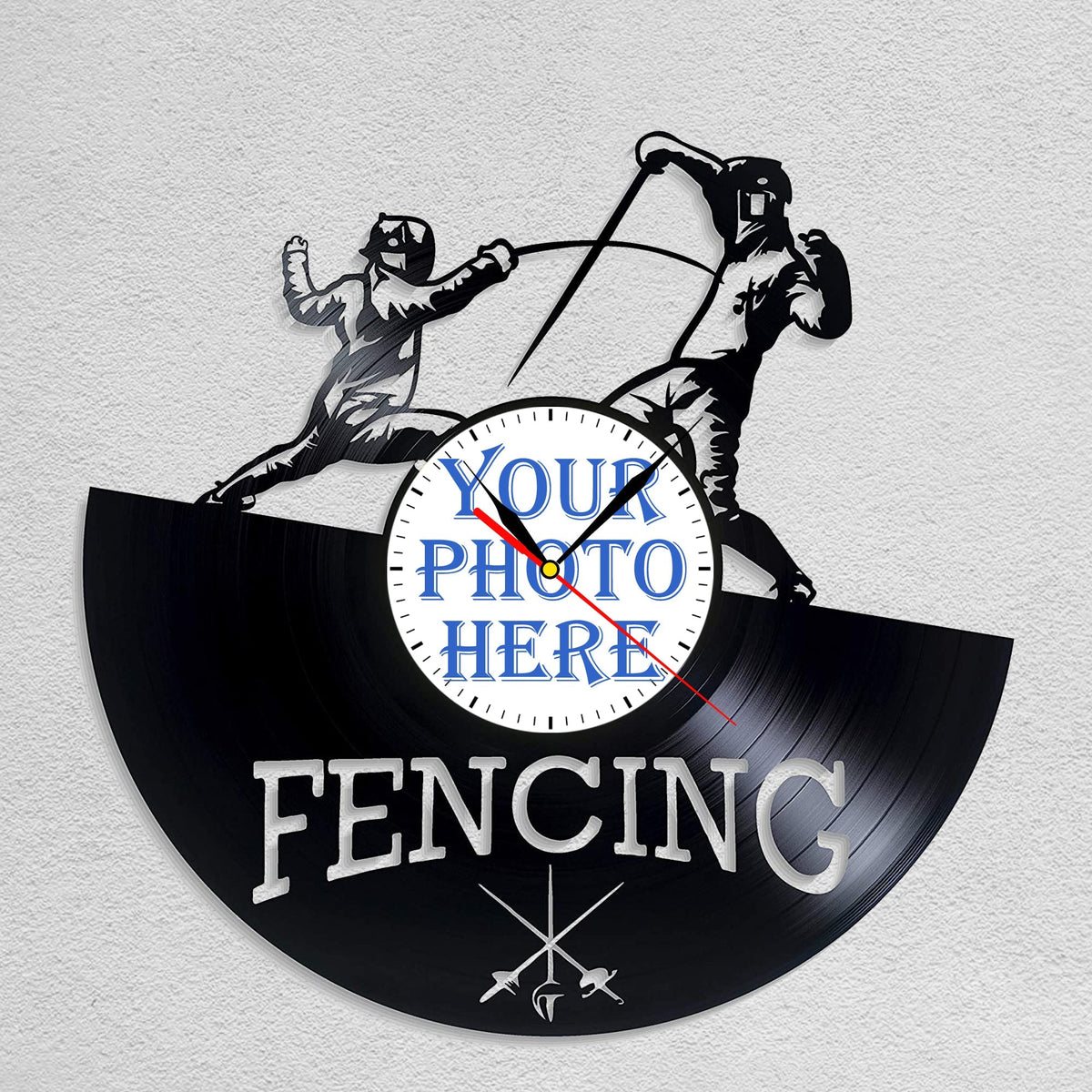 Personalized Fencing LP Record Wall Clock â€?Custom Photo, Silent Quartz Movement