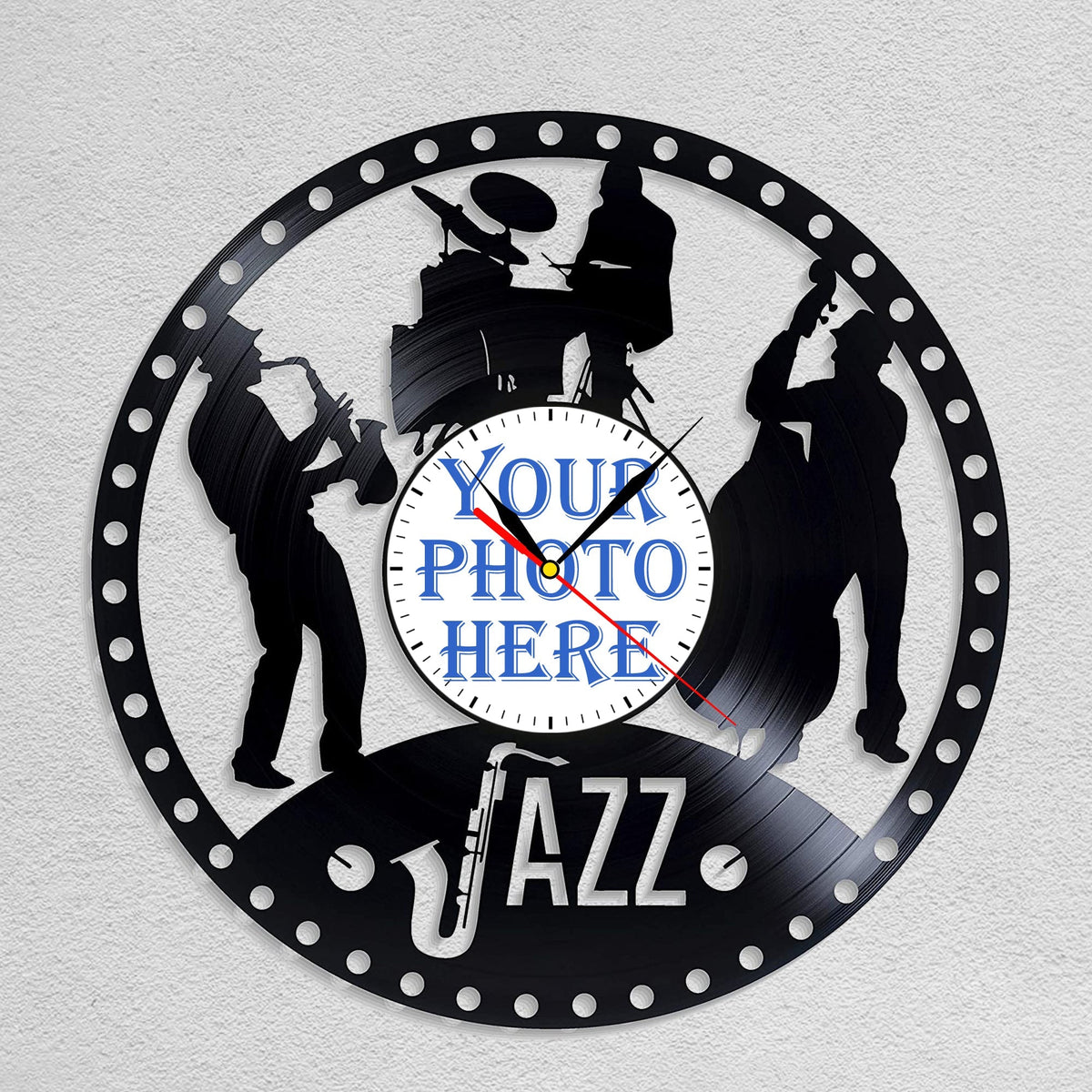 Personalized Jazz Music Wall Clock â€?Custom LP Record, Silent Movement