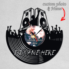 Personalized DJ LP Record Wall Clock â€?Custom Photo & Name, Silent Quartz