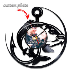 Silent Wall Clock for Fishing Lovers â€?Custom Photo Vinyl Art