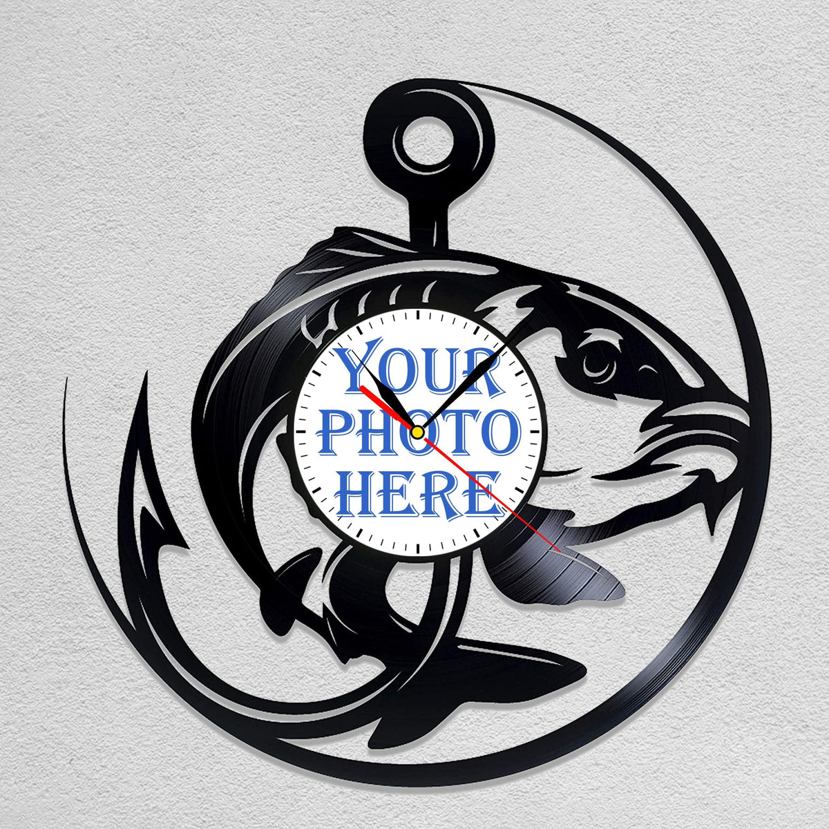 Silent Wall Clock for Fishing Lovers â€?Custom Photo Vinyl Art