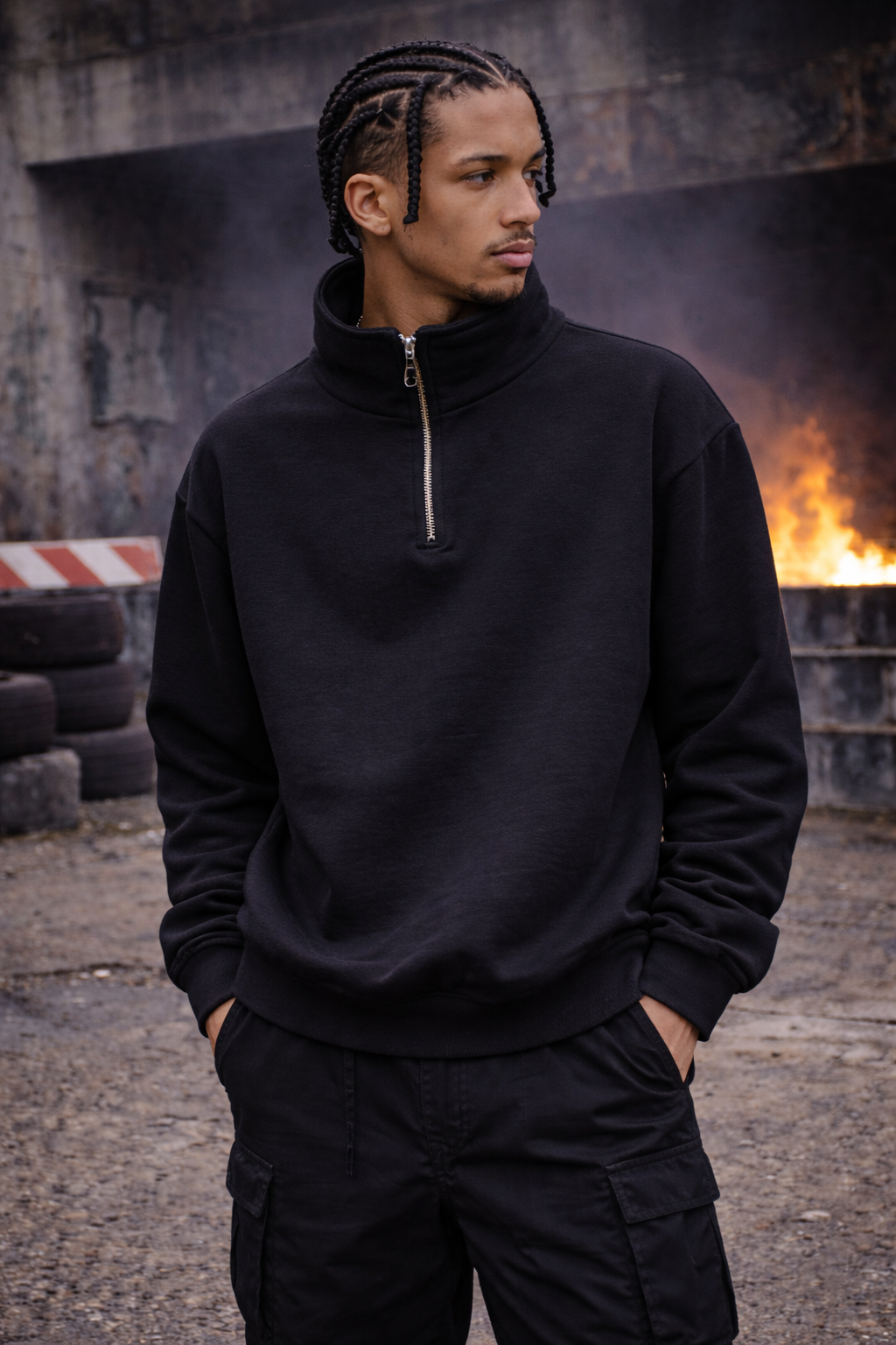 Felpa zip basic uomo Nera