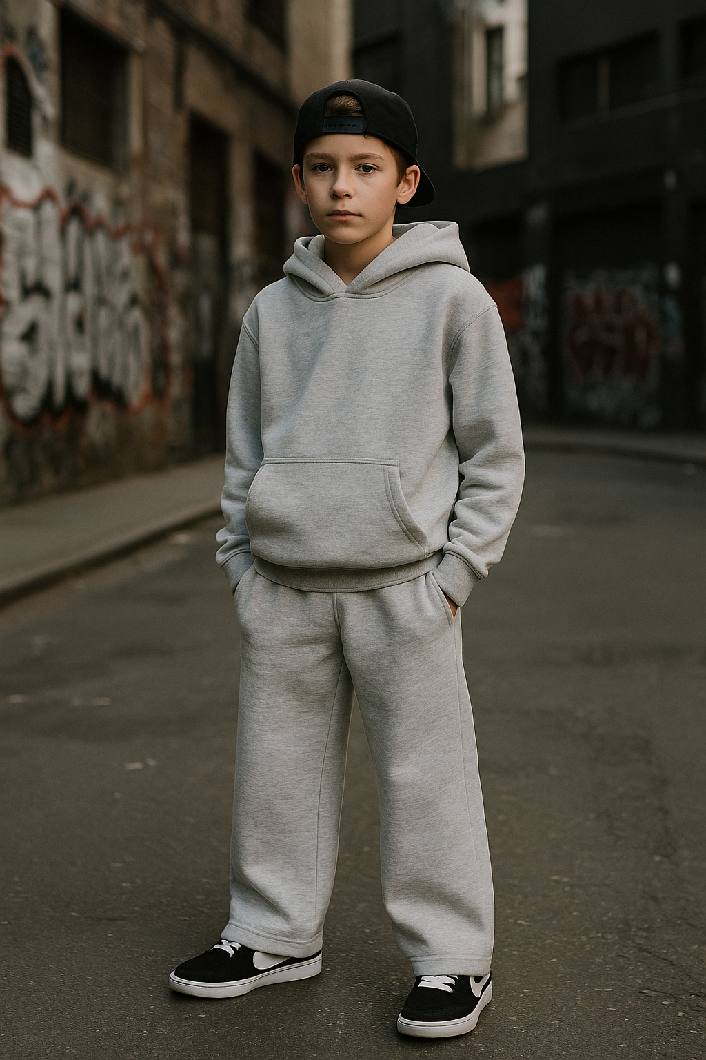 Completo fondo largo  felpa drip basic bambino Grigio Antracite