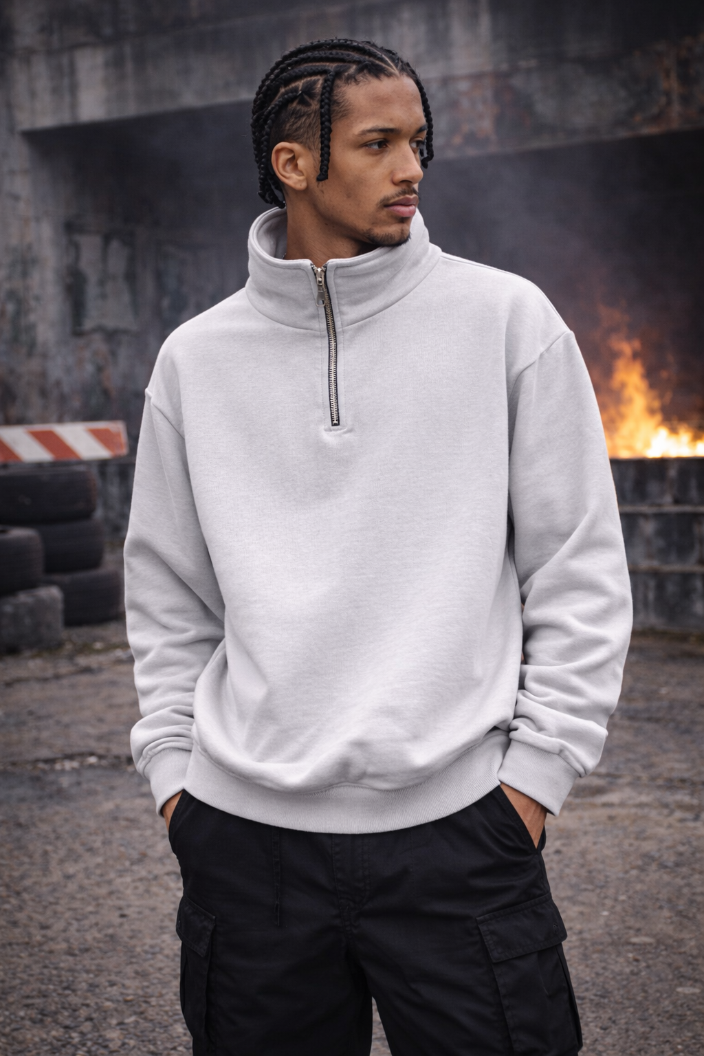 Felpa zip basic uomo Ghiaccio