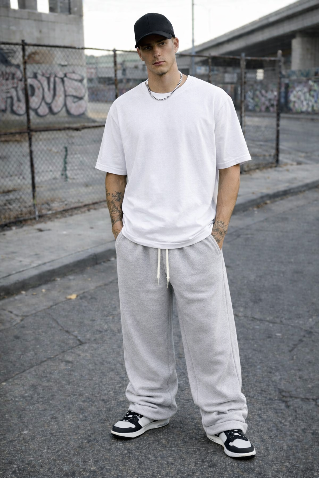 Pantalone baggy tuta uomo grigio