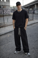 Pantalone baggy tuta uomo nero