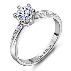 Custom Engraved 0.6Ct Diamond Promise Ring for Her