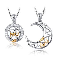 Interlocking Heart His Hers Necklaces Set with Custom Names