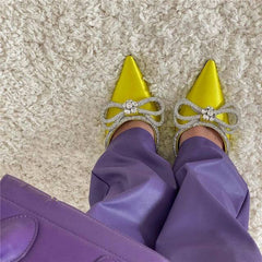 Glitter bow women's heels